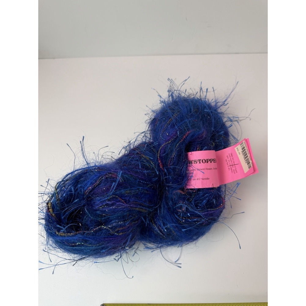 Ironstone Yarn Showstopper Made 3 Yarns Desert Flower Eyelash Mohair Deep Sea